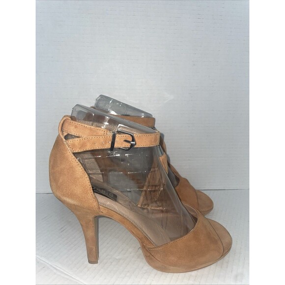 Torrid Sandals 10.5W Brown Heels Suede Fringe Tassel Ankle Strap - Picture 1 of 16
